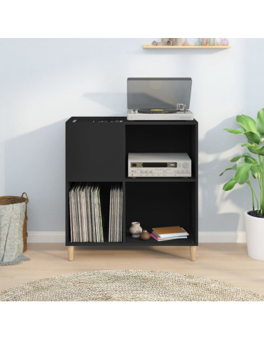 Mobile Porta Dischi Nero 84,5x38x89 cm in Legno Multistrato
