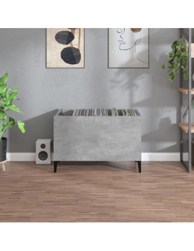 Mobile Porta Dischi Grigio Cemento 74,5x38x48 Legno Multistrato
