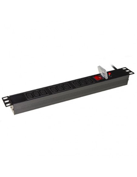 MULTIPRESA 9 PRESE FEMMINA IEC C13 PER ARMADI RACK 19" CON SPINA ITALIANA 16A