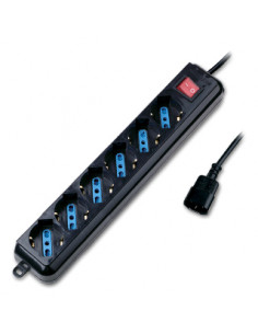 MULTIPRESA ATLANTIS P011-SL3006P-B 6 POSTI di cui 4 Schuko Interruttore Nera