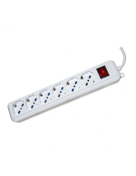 MULTIPRESA LINK 6 POSTI UNIVERSALI ITA/SCHUKO 10/16 A - SPINA 16 A CON INTERRUTTORE, BIANCA