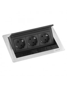 Multipresa mobile Evoline 159370024900 FLIPTOP Inox satinato e Nero In