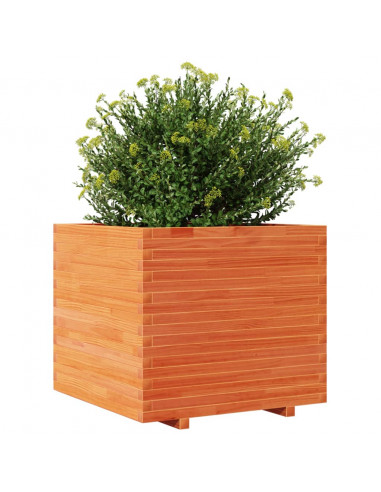 Fioriera Giardino Marrone Cera 80x80x72 cm Legno Massello Pino