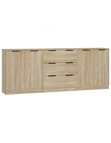 Credenze 3 pz Rovere Sonoma in Legno Multistrato