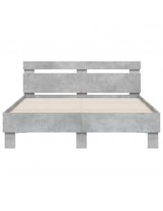 Giroletto con Testiera e LED Grigio Cemento 135x190 cm 2