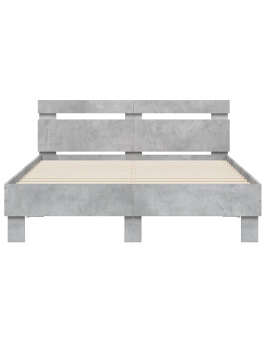 Giroletto con Testiera e LED Grigio Cemento 135x190 cm