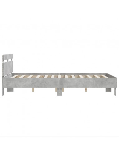 Giroletto con Testiera e LED Grigio Cemento 135x190 cm