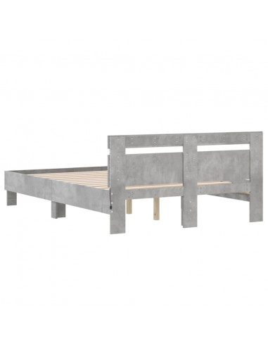 Giroletto con Testiera e LED Grigio Cemento 135x190 cm