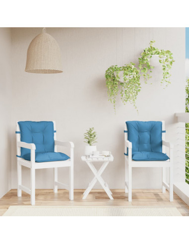 Cuscini Sedia Schiena Bassa 2 pz Blu Mélange 100x50x7 Tessuto