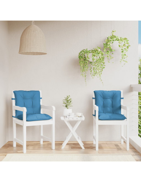 Cuscini Sedia Schiena Bassa 2 pz Blu Mélange 100x50x7 Tessuto