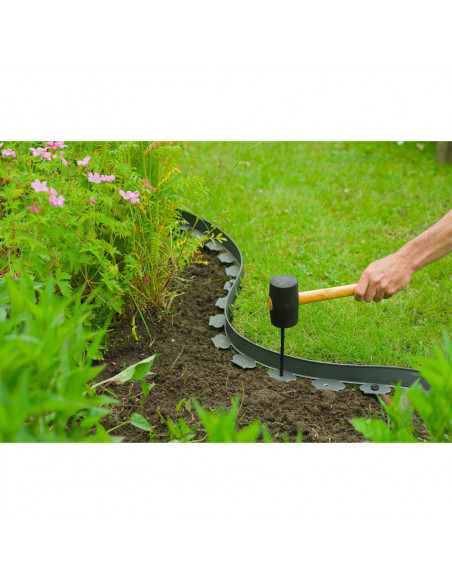 Nature Set Bordatura da Giardino H5 cm x 10 m con Ancoraggi Grigio