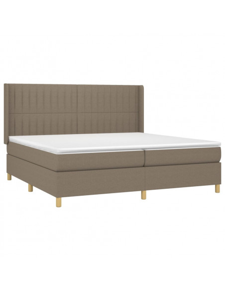 Letto a Molle Materasso e LED tortora 200x200cm in Tessuto