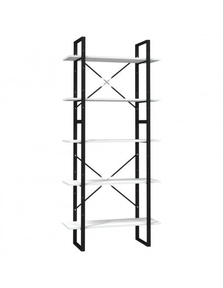 Libreria a 5 Ripiani Bianca 80x30x175 cm in Legno di Pino