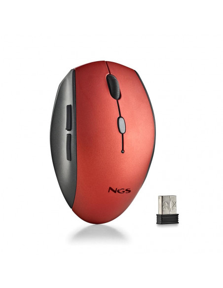 NGS MOUSE ROSSO ERGONOMICO SENZAFILI E BOTTONI SILENZIOSI