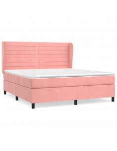 Giroletto a Molle con Materasso Rosa 160x200 cm in Velluto 2