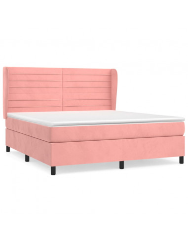 Giroletto a Molle con Materasso Rosa 160x200 cm in Velluto