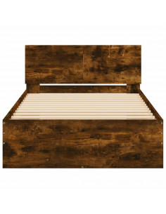 Giroletto con Testiera e LED Rovere Fumo 100x200 cm 2