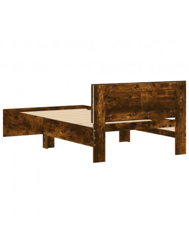 Giroletto con Testiera e LED Rovere Fumo 100x200 cm