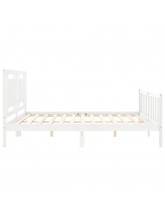 Giroletto con Testiera Bianco 200x200 cm in Legno Massello 2