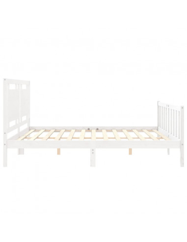 Giroletto con Testiera Bianco 200x200 cm in Legno Massello