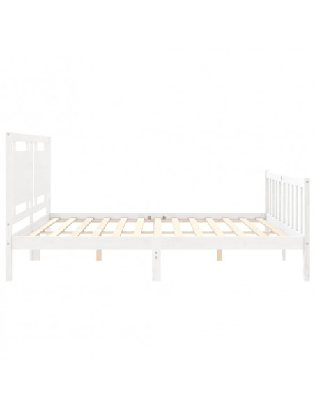 Giroletto con Testiera Bianco 200x200 cm in Legno Massello