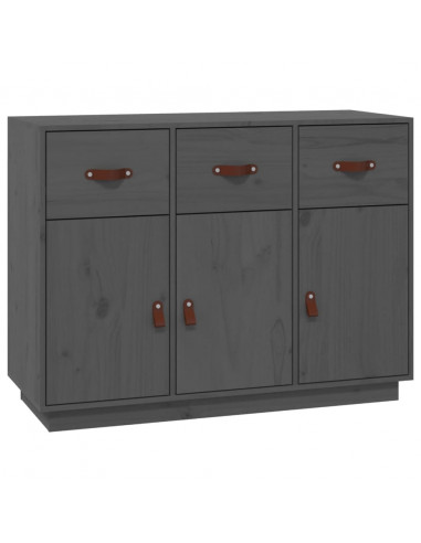 Credenza Grigia 100x40x75 cm in Legno Massello di Pino