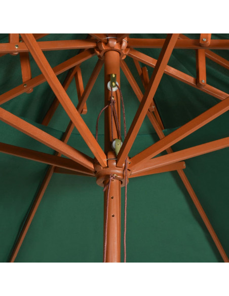 Ombrellone a 2 Livelli 270x270 cm con Palo in Legno Verde