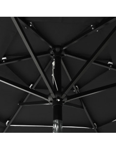 Ombrellone a 3 Livelli con Palo in Alluminio Nero 2 m