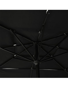 Ombrellone a 3 Livelli con Palo in Alluminio Nero 2,5x2,5 m