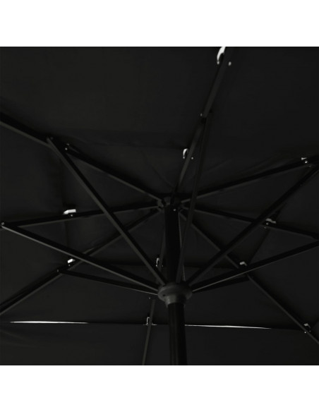 Ombrellone a 3 Livelli con Palo in Alluminio Nero 2,5x2,5 m