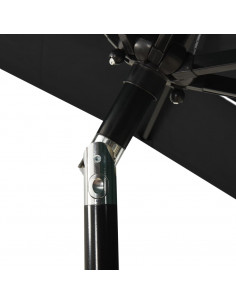 Ombrellone a 3 Livelli con Palo in Alluminio Nero 2x2 m