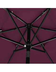 Ombrellone a 3 Livelli con Palo in Alluminio Rosso Bordò 2,5 m