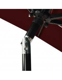Ombrellone a 3 Livelli con Palo in Alluminio Rosso Bordò 2x2 m