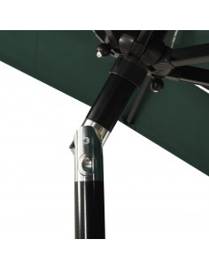 Ombrellone a 3 Livelli con Palo in Alluminio Verde 2x2 m