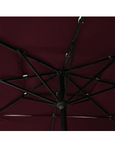 Ombrellone a 3 Livelli Palo in Alluminio Rosso Bordò 2,5x2,5 m