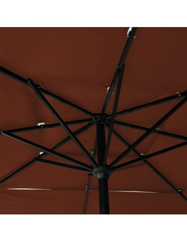 Ombrellone a 3 Livelli Palo in Alluminio Terracotta 2,5x2,5m