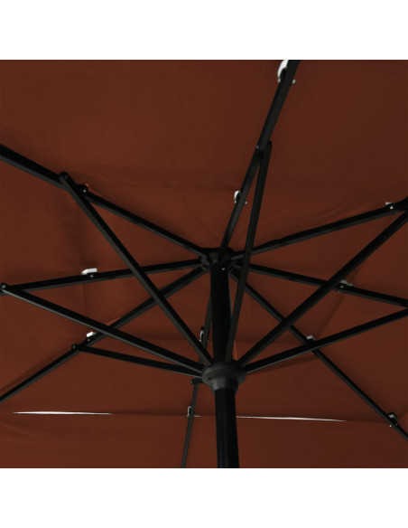 Ombrellone a 3 Livelli Palo in Alluminio Terracotta 2,5x2,5m