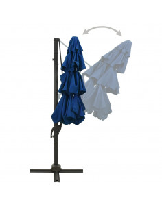 Ombrellone a 4 Livelli con Palo in Alluminio Azzurro 3x3 m