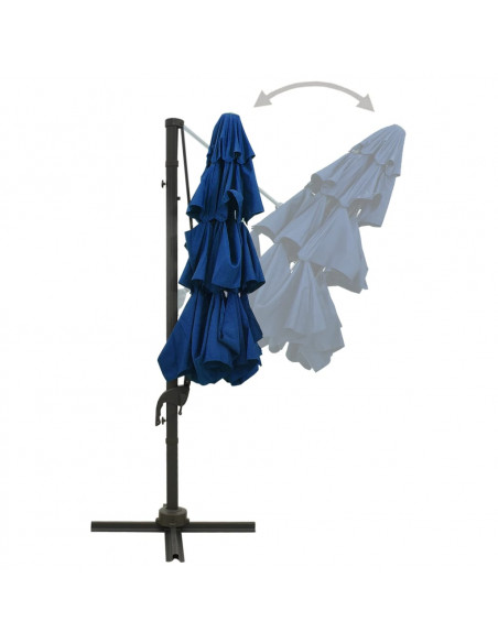 Ombrellone a 4 Livelli con Palo in Alluminio Azzurro 3x3 m