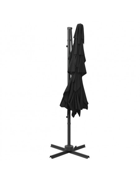 Ombrellone a 4 Livelli con Palo in Alluminio Nero 250x250 cm