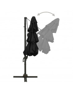 Ombrellone a 4 Livelli con Palo in Alluminio Nero 3x3 m