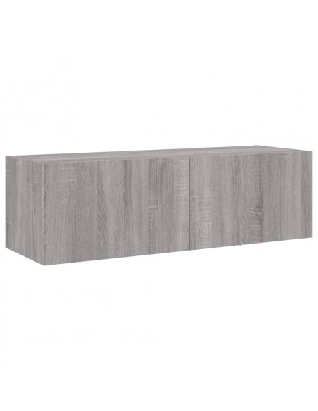 Mobili TV a Muro 3pz con Luci LED Grigio Sonoma