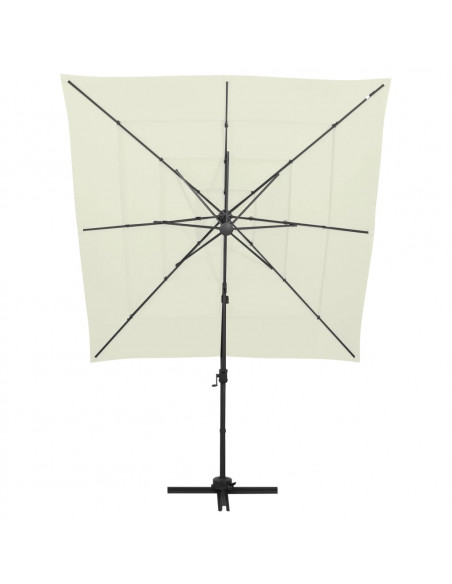 Ombrellone a 4 Livelli con Palo in Alluminio Sabbia 250x250 cm