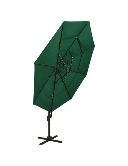 Ombrellone a 4 Livelli con Palo in Alluminio Verde 3x3 m