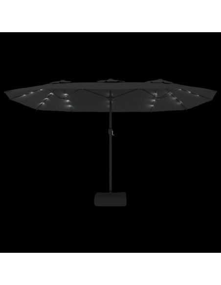 Ombrellone a Doppia Testa con LED Antracite 449x245 cm
