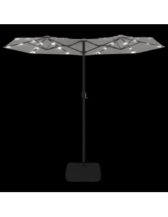 Ombrellone a Doppia Testa con LED Bianco Sabbia 316x240 cm