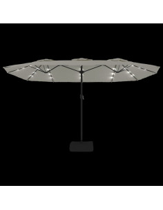 Ombrellone a Doppia Testa con LED Bianco Sabbia 449x245 cm