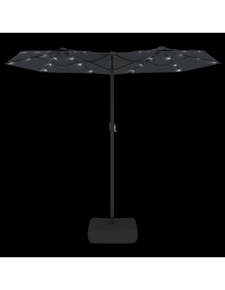 Ombrellone a Doppia Testa con LED Nero 316x240 cm