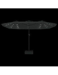 Ombrellone a Doppia Testa con LED Nero 449x245 cm
