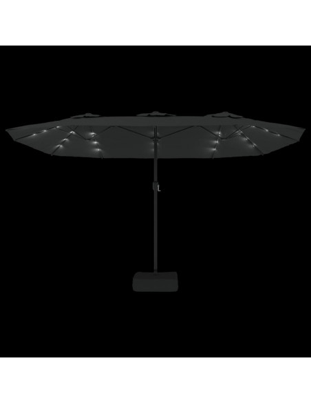 Ombrellone a Doppia Testa con LED Nero 449x245 cm